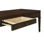 Martha Stewart Kenna Tavolino da Caffè Scanalato a 2 Cassetti Marrone: Legno Impiallacciato Tradizionale, Contenitore, Gambe Affusolate, Dettagli in Ottone