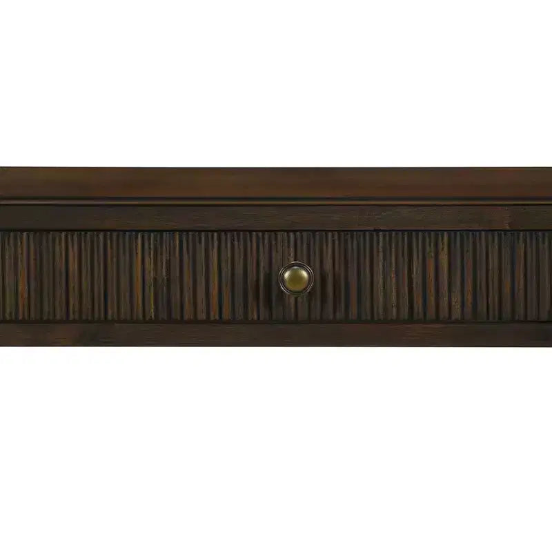 Martha Stewart Kenna Tavolino da Caffè Scanalato a 2 Cassetti Marrone: Legno Impiallacciato Tradizionale, Contenitore, Gambe Affusolate, Dettagli in Ottone