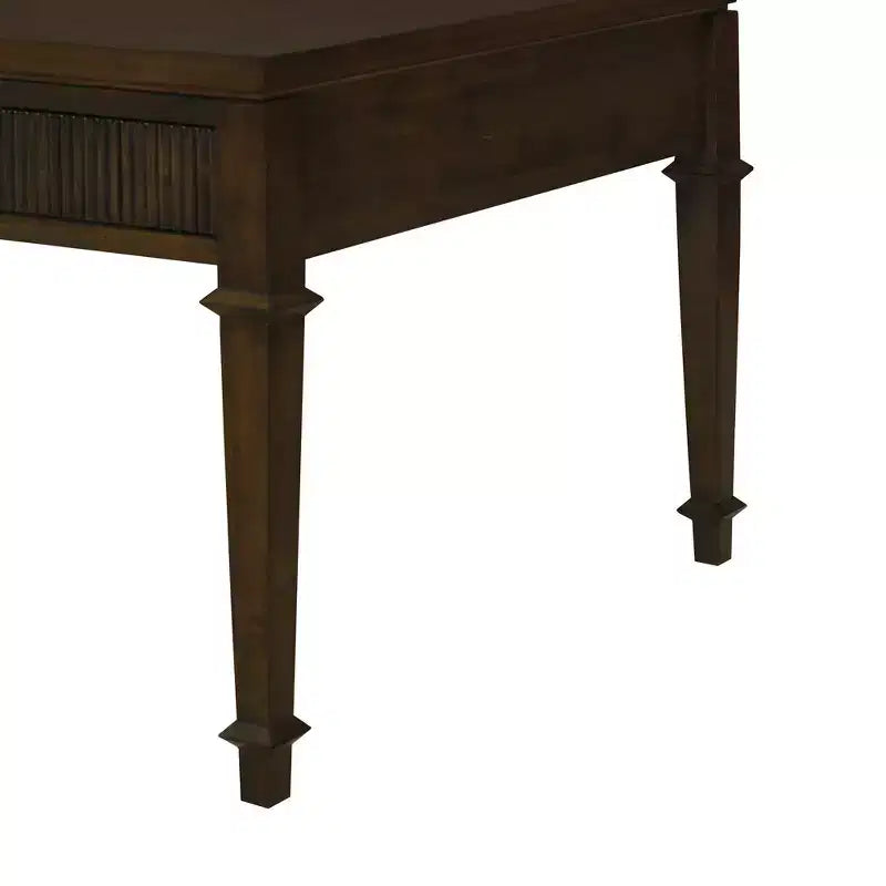 Martha Stewart Kenna Tavolino da Caffè Scanalato a 2 Cassetti Marrone: Legno Impiallacciato Tradizionale, Contenitore, Gambe Affusolate, Dettagli in Ottone