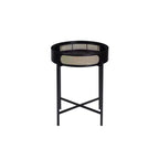 Tavolino d'appoggio Colson da 22" Finitura Nera - Acme Furniture: Dettagli in Rattan, Telaio in Metallo, Piano in Legno, Nessun Montaggio Richiesto