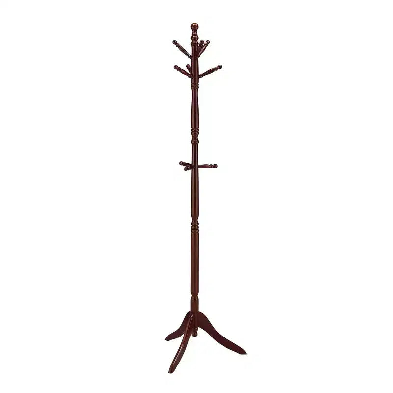 71.5" Swivel Coat Rack Cherry Wood - Ore International: Umbrella Storage, Spinning Top, Double Tier Hooks