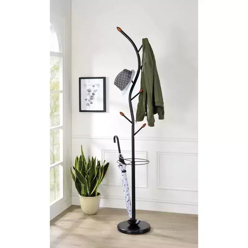 Appendiabiti da terra Billie con ganci in noce e portaombrelli da 193 cm - Ore International