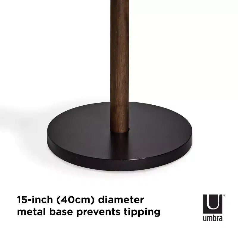 Appendiabiti a piantana Umbra Wood Pillar Nero/Noce: 8 ganci, autoportante, facile da montare, altezza 167 cm