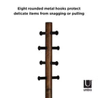Appendiabiti a piantana Umbra Wood Pillar Nero/Noce: 8 ganci, autoportante, facile da montare, altezza 167 cm