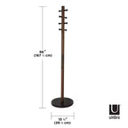 Appendiabiti a piantana Umbra Wood Pillar Nero/Noce: 8 ganci, autoportante, facile da montare, altezza 167 cm