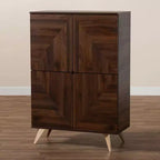 Scarpiera in Legno Graceland Noce/Oro - Baxton Studio: Design Mid-Century, 6 Ripiani, Organizza 18 Paia