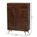 Scarpiera in Legno Graceland Noce/Oro - Baxton Studio: Design Mid-Century, 6 Ripiani, Organizza 18 Paia