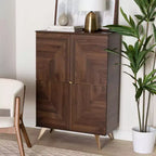 Scarpiera in Legno Graceland Noce/Oro - Baxton Studio: Design Mid-Century, 6 Ripiani, Organizza 18 Paia