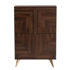 Scarpiera in Legno Graceland Noce/Oro - Baxton Studio: Design Mid-Century, 6 Ripiani, Organizza 18 Paia