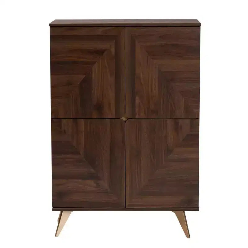 Scarpiera in Legno Graceland Noce/Oro - Baxton Studio: Design Mid-Century, 6 Ripiani, Organizza 18 Paia