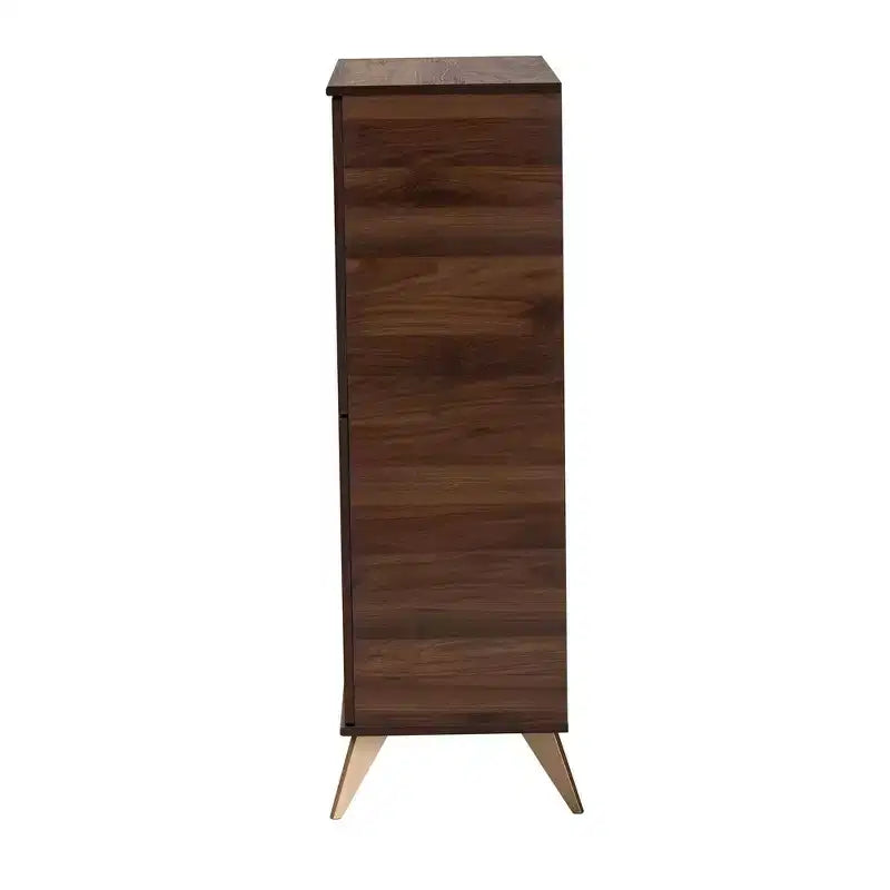 Scarpiera in Legno Graceland Noce/Oro - Baxton Studio: Design Mid-Century, 6 Ripiani, Organizza 18 Paia