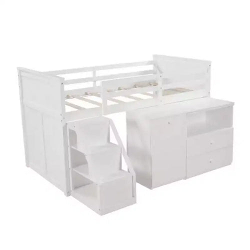 Acme Furniture 79" Loft Bed Wyatt Loft and Bunk Bed White : Full Size, Wood Frame, No Box Spring Needed