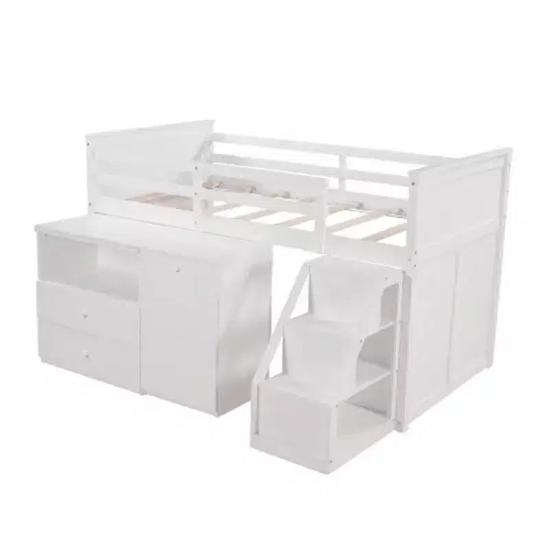 Acme Furniture Letto a soppalco 79" Wyatt Letto a soppalco e a castello Bianco: Matrimoniale, Struttura in legno, Non necessita di rete