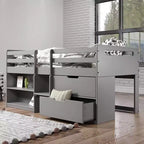 Letto a soppalco matrimoniale 77" Fabiana e letto a castello finitura grigia - Acme Furniture