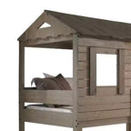 77"Letto a castello Darlene Loft e Letto a castello Rustic Gray - Acme Furniture: Legno massello di pino, sponde di protezione, scaletta, area giochi