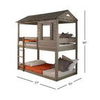 77"Letto a castello Darlene Loft e Letto a castello Rustic Gray - Acme Furniture: Legno massello di pino, sponde di protezione, scaletta, area giochi