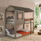77"Letto a castello Darlene Loft e Letto a castello Rustic Gray - Acme Furniture: Legno massello di pino, sponde di protezione, scaletta, area giochi