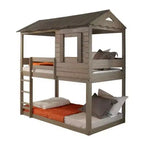 77"Letto a castello Darlene Loft e Letto a castello Rustic Gray - Acme Furniture: Legno massello di pino, sponde di protezione, scaletta, area giochi