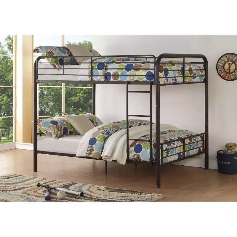 Acme Furniture 79" Letto a Castello Matrimoniale Bristol Loft e Letto a Castello Marrone Scuro: Telaio in Metallo, Nessuna Rete a Molle Necessaria