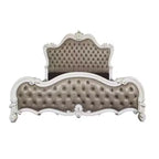 Letto matrimoniale 99" Versailles Vintage in similpelle grigia, capitonné - Acme Furniture