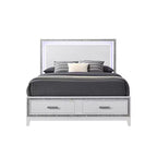 Acme Furniture Letto Eastern King da 84" Haiden Finitura Bianca: Rivestimento in Ecopelle, Luce LED, Cassetto Contenitore