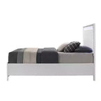 Acme Furniture Letto Eastern King da 84" Haiden Finitura Bianca: Rivestimento in Ecopelle, Luce LED, Cassetto Contenitore