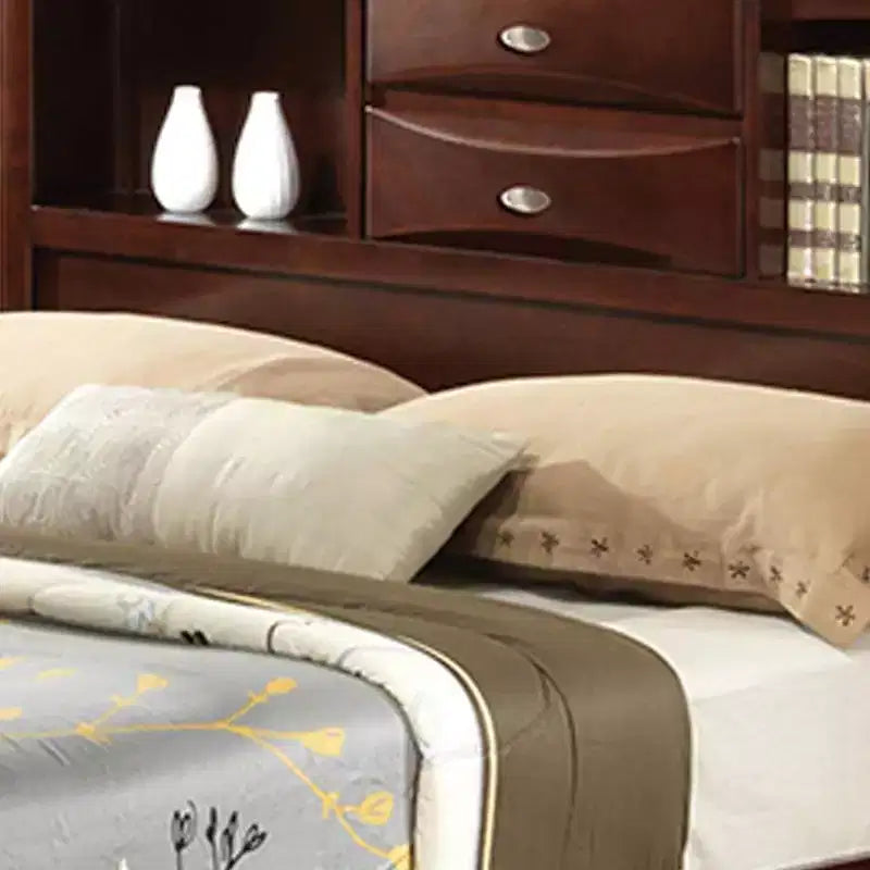 Letto matrimoniale "Queen" Irlanda 91" Espresso - Acme Furniture: Ferramenta in nichel spazzolato, Base contenitore, Rivestimento in microfibra