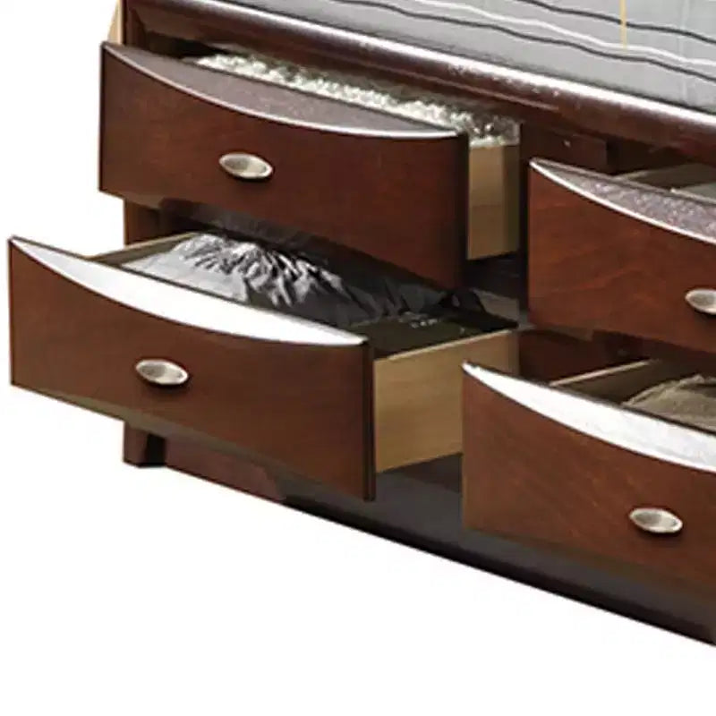 Letto matrimoniale "Queen" Irlanda 91" Espresso - Acme Furniture: Ferramenta in nichel spazzolato, Base contenitore, Rivestimento in microfibra