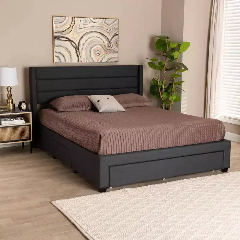 Letto contenitore con cassetti Baxton Studio Braylon interamente in tessuto e legno, con piattaforma