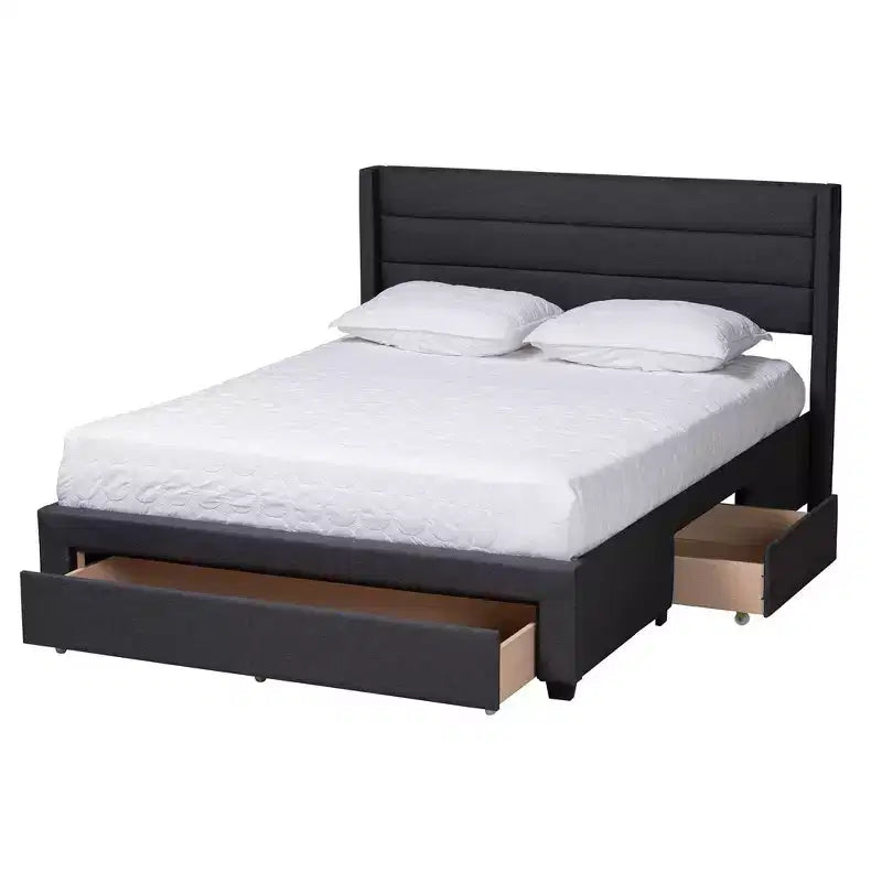Letto contenitore con cassetti Baxton Studio Braylon interamente in tessuto e legno, con piattaforma