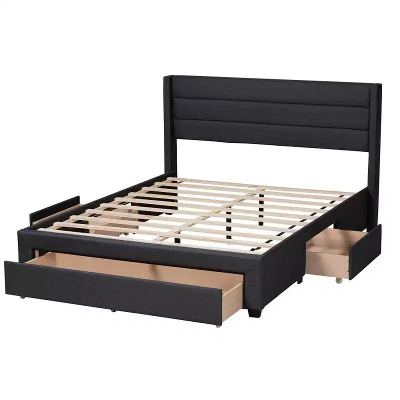 Letto contenitore con cassetti Baxton Studio Braylon interamente in tessuto e legno, con piattaforma