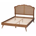 Baxton Studio Letto A Piattaforma Queen Aithan In Legno E Rattan Noce Marrone