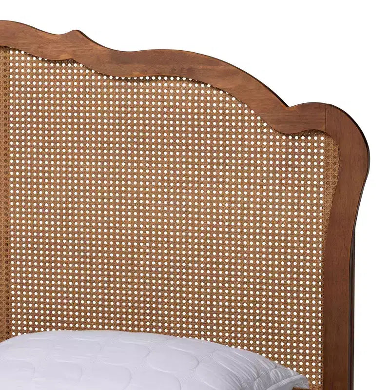 Baxton Studio Letto A Piattaforma Queen Aithan In Legno E Rattan Noce Marrone