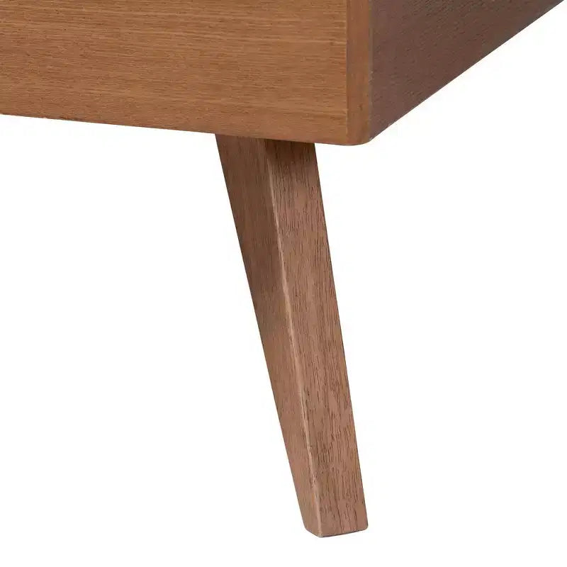 Baxton Studio Letto A Piattaforma Queen Aithan In Legno E Rattan Noce Marrone