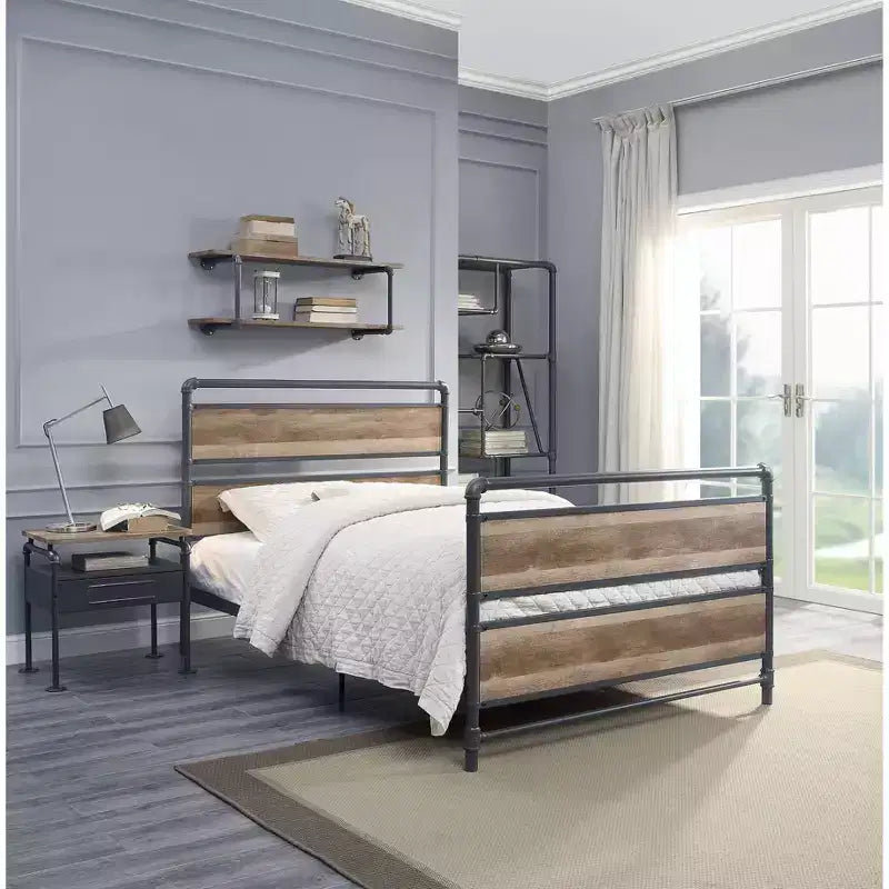 Brantley Letto Matrimoniale 78" Quercia Antica e Grigio Sabbia - Acme Furniture