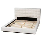 Baxton Studio Queen Size Braylin Teddy Bear Fabric Platform Bed White