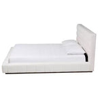 Baxton Studio Braylin Letto Imbottito in Tessuto Effetto Peluche con Piattaforma Queen Size Bianco
