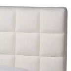 Baxton Studio Braylin Letto Imbottito in Tessuto Effetto Peluche con Piattaforma Queen Size Bianco