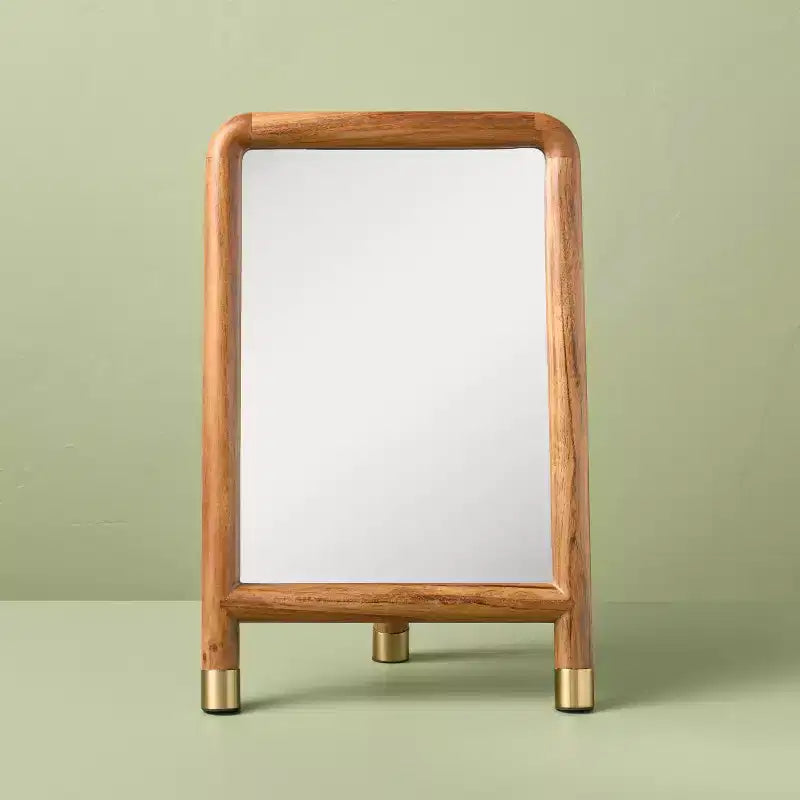 Wood Accent Mirror with Brass Feet - Hearth & Hand™ with Magnolia