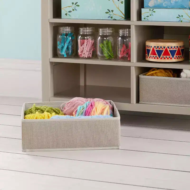 Martha Stewart Crafting Kids' Doppio contenitore aperto: Organizer per arti e mestieri in legno per bambini con contenitori in tessuto