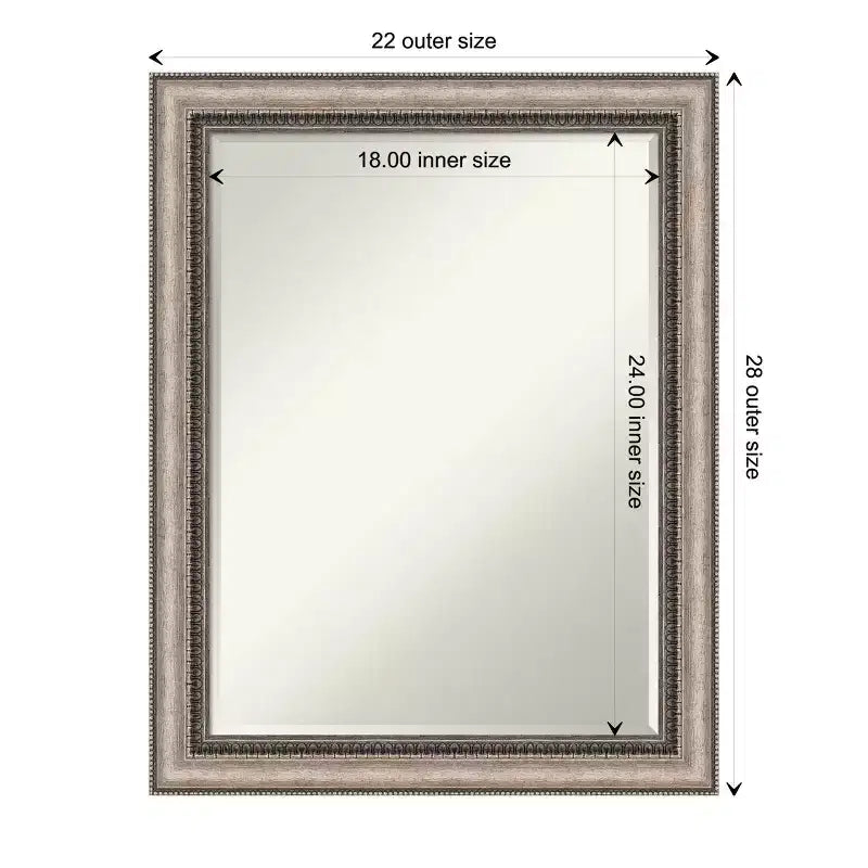 Specchio da parete per bagno Amanti Art Lyla Ornate Silver Petite Bevel 28.25 x 22.25 pollici