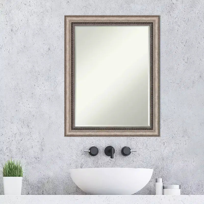 Specchio da parete per bagno Amanti Art Lyla Ornate Silver Petite Bevel 28.25 x 22.25 pollici