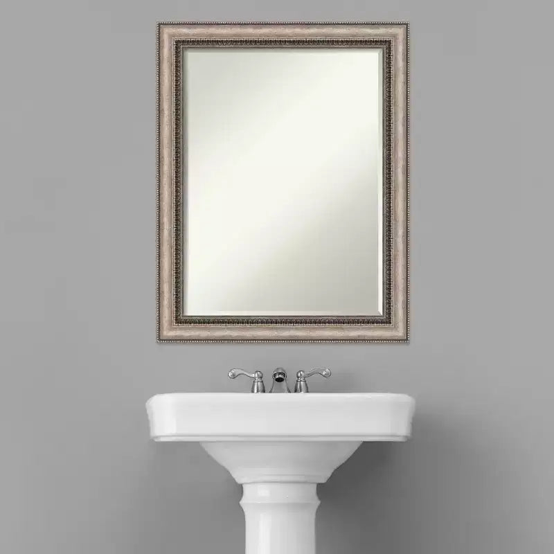 Specchio da parete per bagno Amanti Art Lyla Ornate Silver Petite Bevel 28.25 x 22.25 pollici
