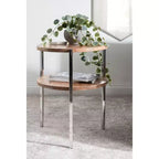 Tavolino rotondo in legno Kate e Laurel Lamaar, 19x19x25, naturale e argento
