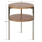Tavolino rotondo in legno Kate e Laurel Lamaar, 19x19x25, naturale e argento