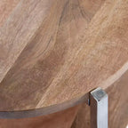 Tavolino rotondo in legno Kate e Laurel Lamaar, 19x19x25, naturale e argento