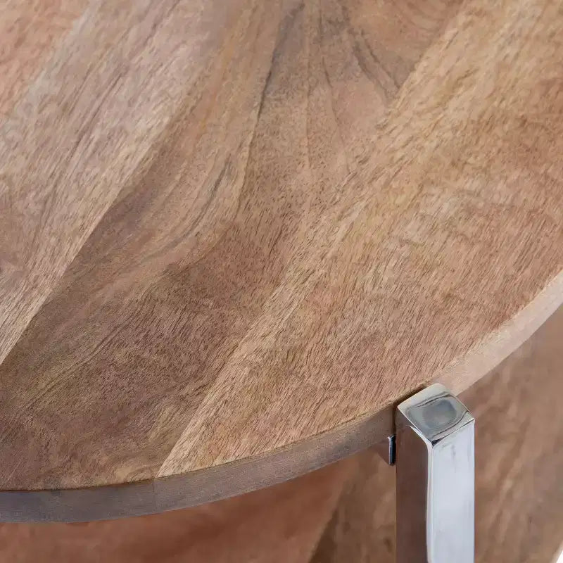 Tavolino rotondo in legno Kate e Laurel Lamaar, 19x19x25, naturale e argento