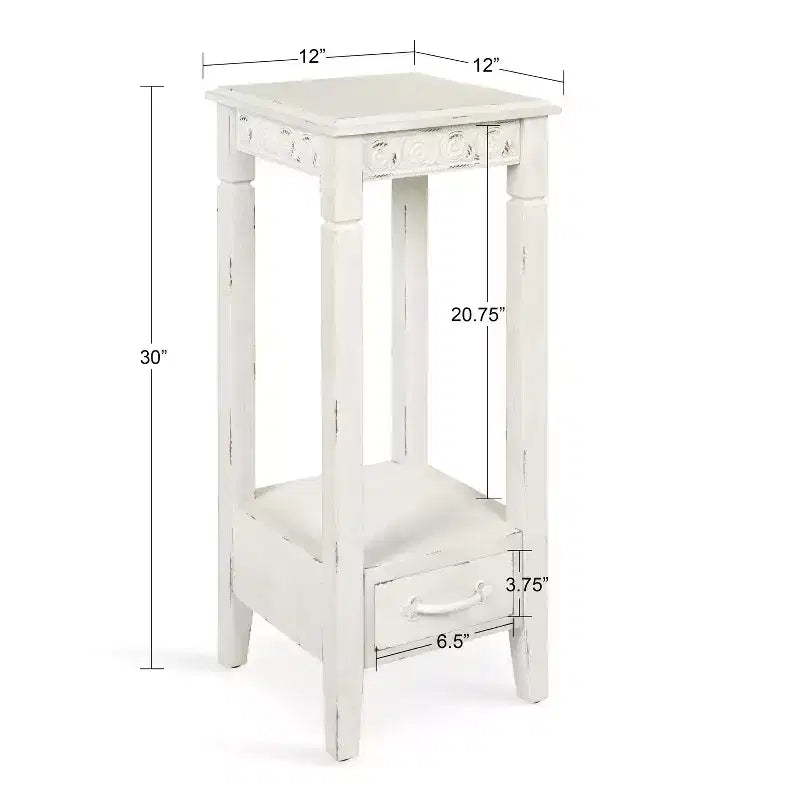 Tavolino da tè quadrato in legno Kate e Laurel Idabelle, 12x12x30, bianco