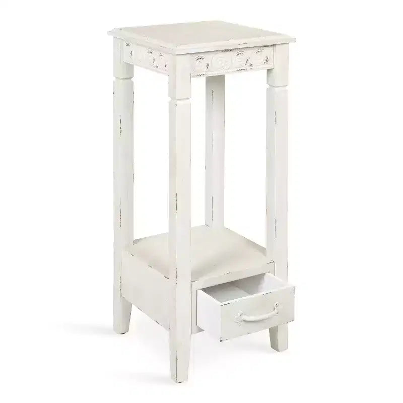 Tavolino da tè quadrato in legno Kate e Laurel Idabelle, 12x12x30, bianco