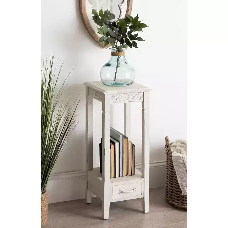 Tavolino da tè quadrato in legno Kate e Laurel Idabelle, 12x12x30, bianco